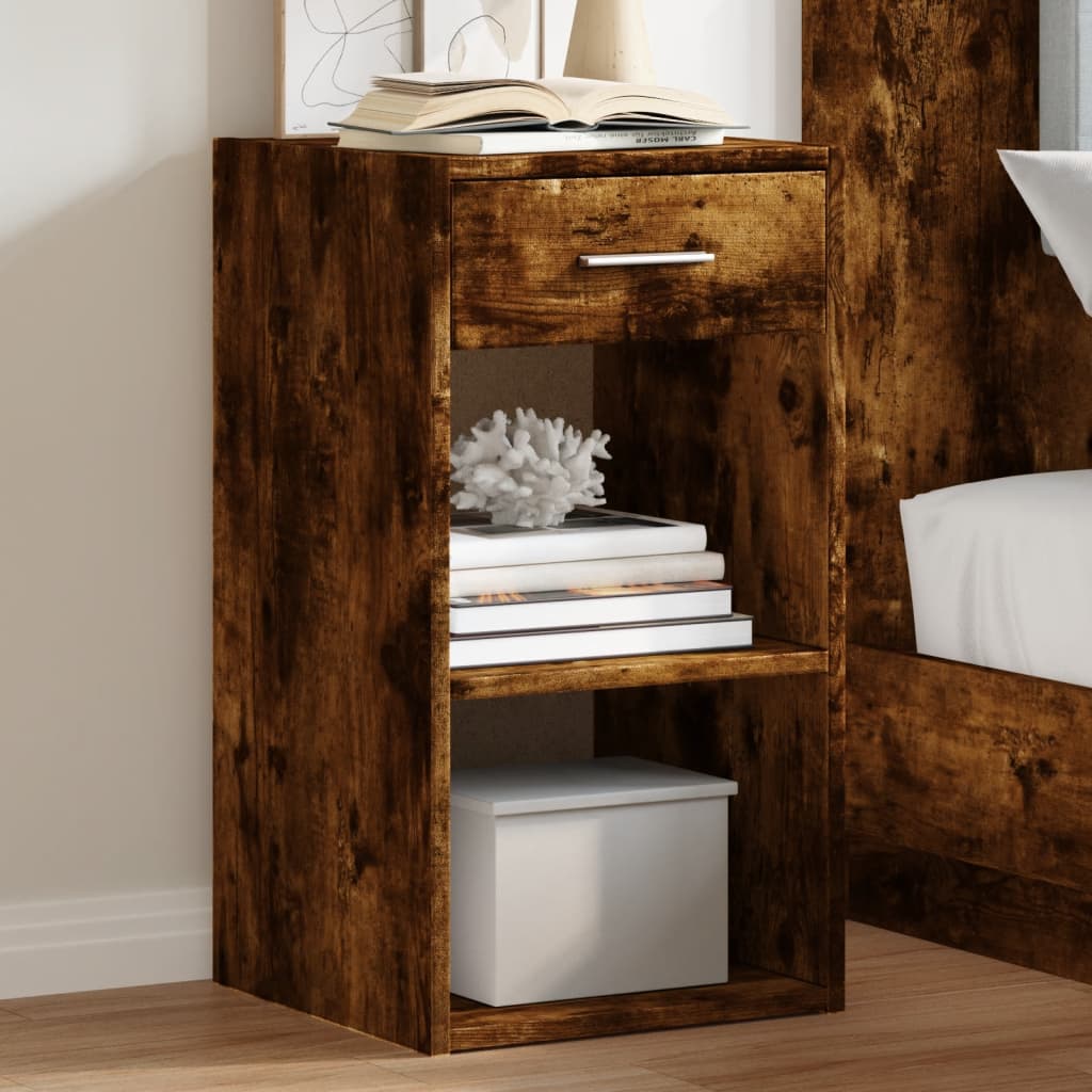 Bedside table, smoky oak, 35x34x65cm, engineered wood