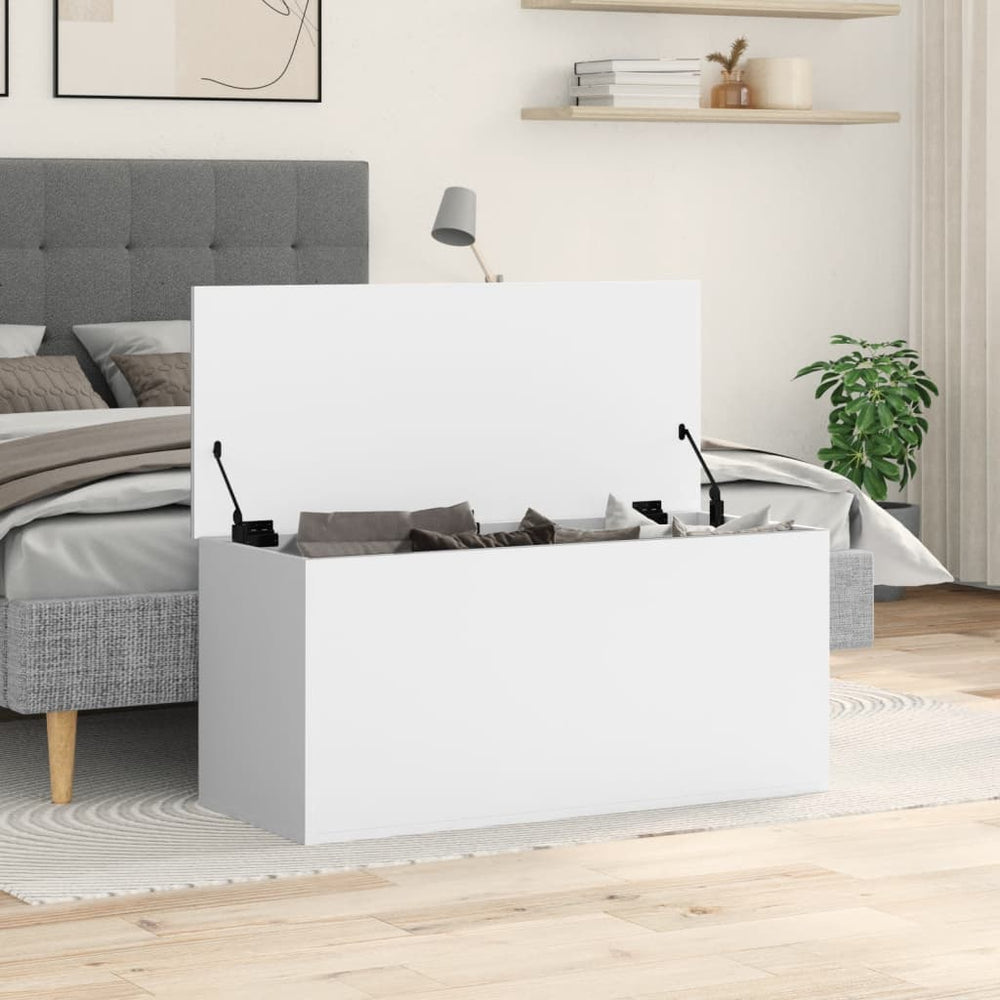 Storage box, white, 100x42x46cm, engineered wood