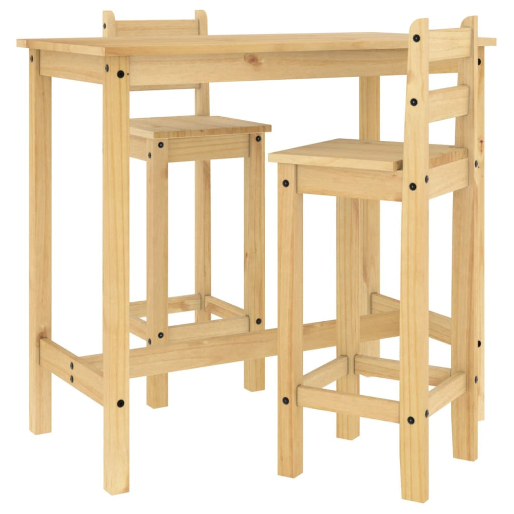 Baro baldų komplektas, 3 dalių, pušies medienos masyvas