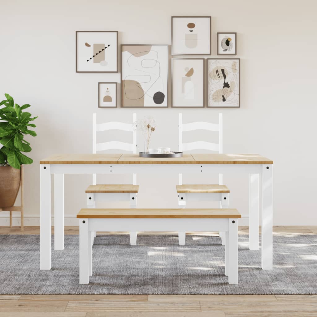 Dining table Panama, white, 160x80x75cm, solid pine