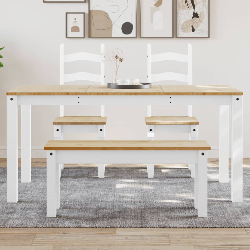 Dining table Panama, white, 160x80x75cm, solid pine