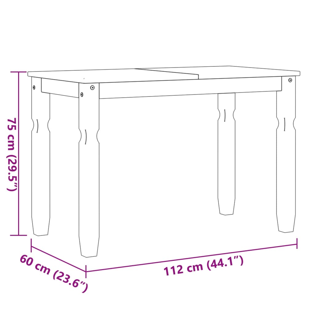 Dining table Corona, grey, 112x60x75cm, solid pine