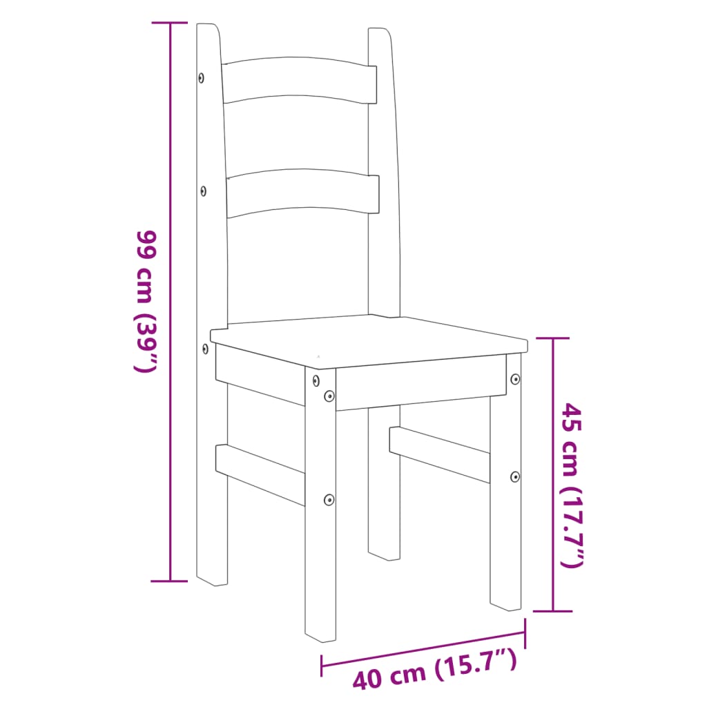 Dining chairs, 2 pcs, grey, 40x46x99cm, solid pine