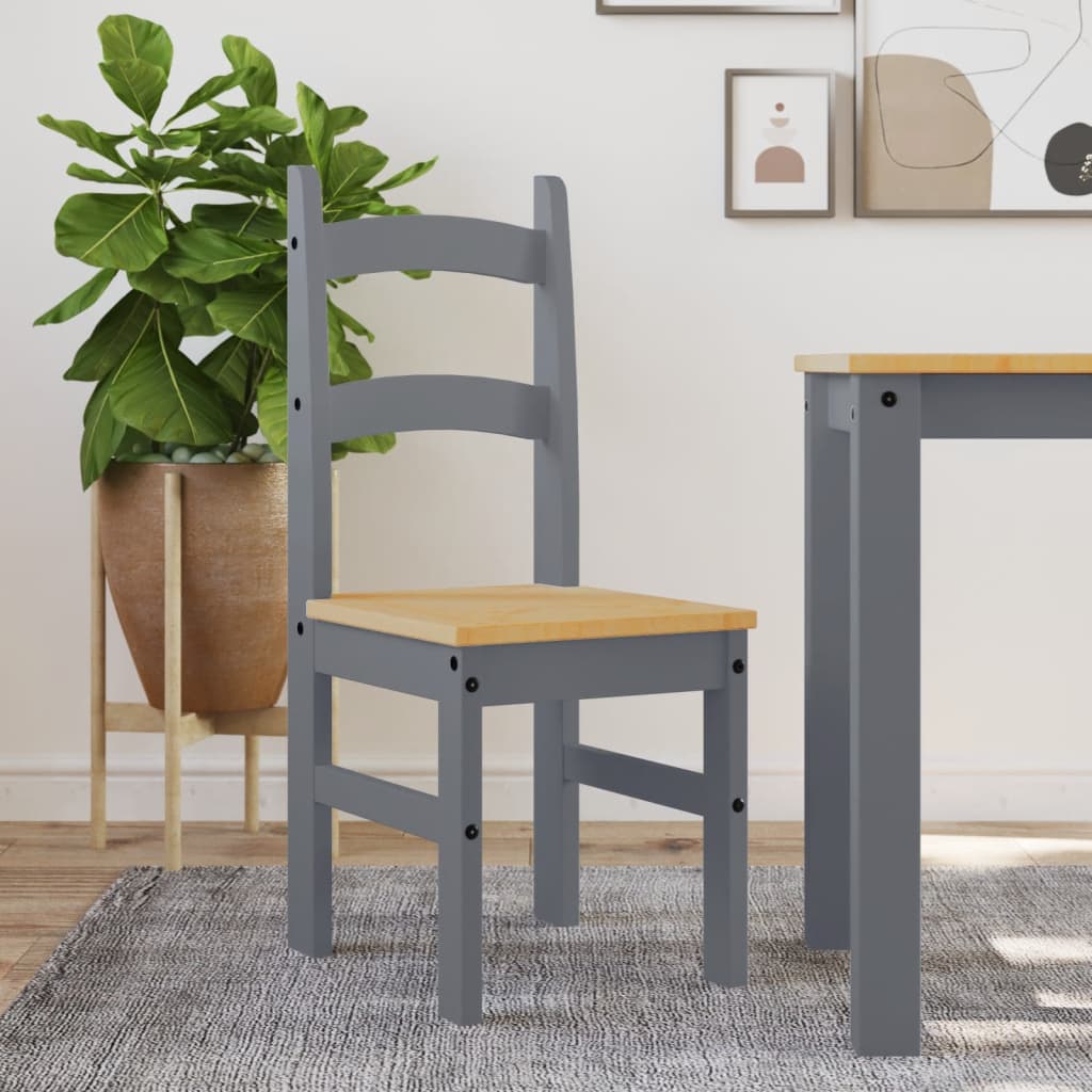 Dining chairs, 2 pcs, grey, 40x46x99cm, solid pine
