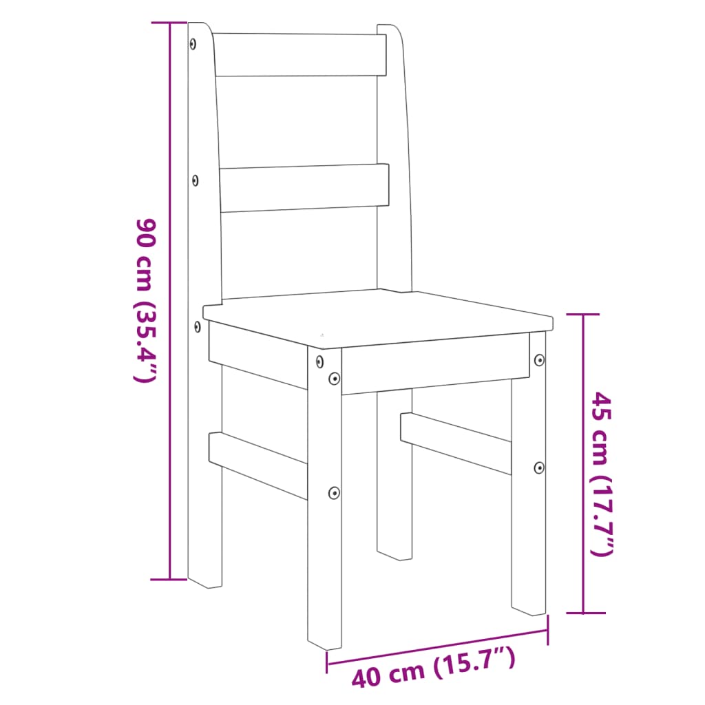 Dining chairs Panama, 2 pcs, white, 40x46x90cm, pine