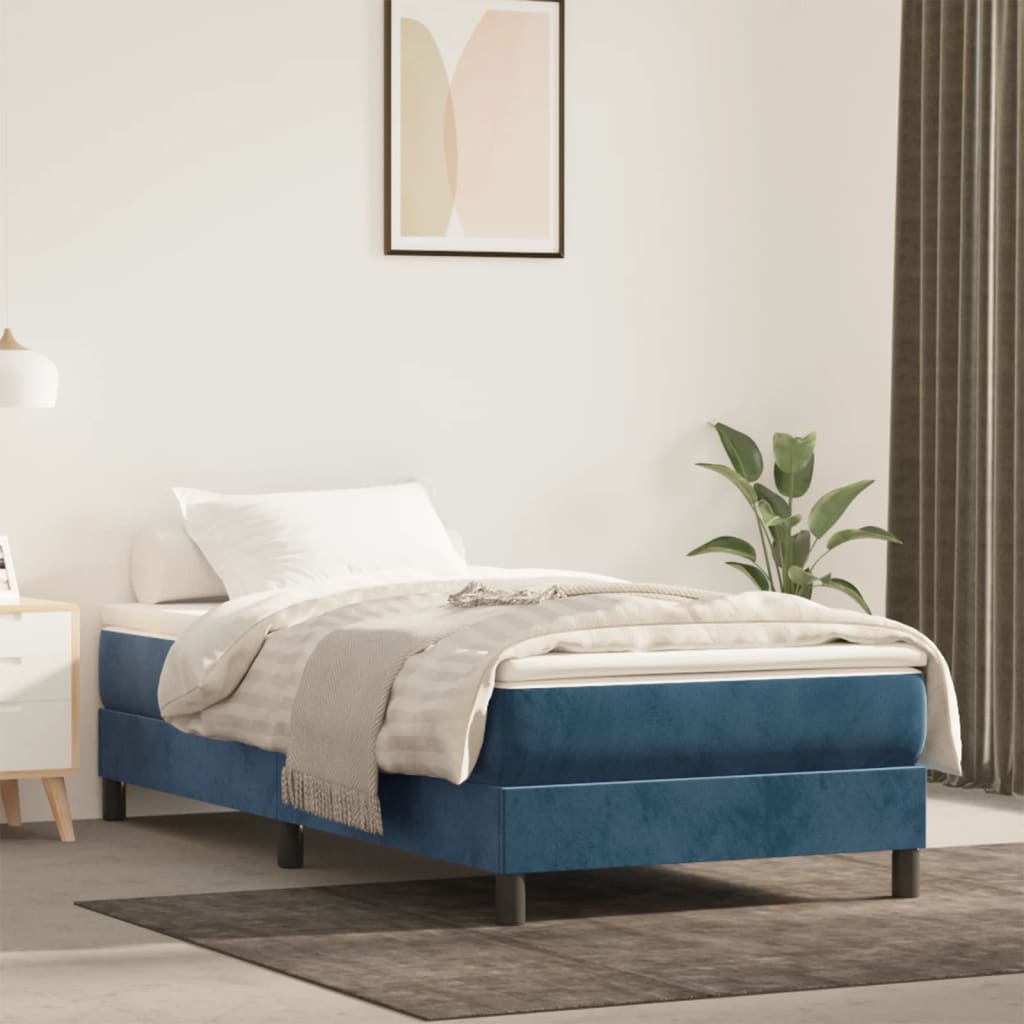 Spring mattress, dark blue, 120x190x20cm, velvet