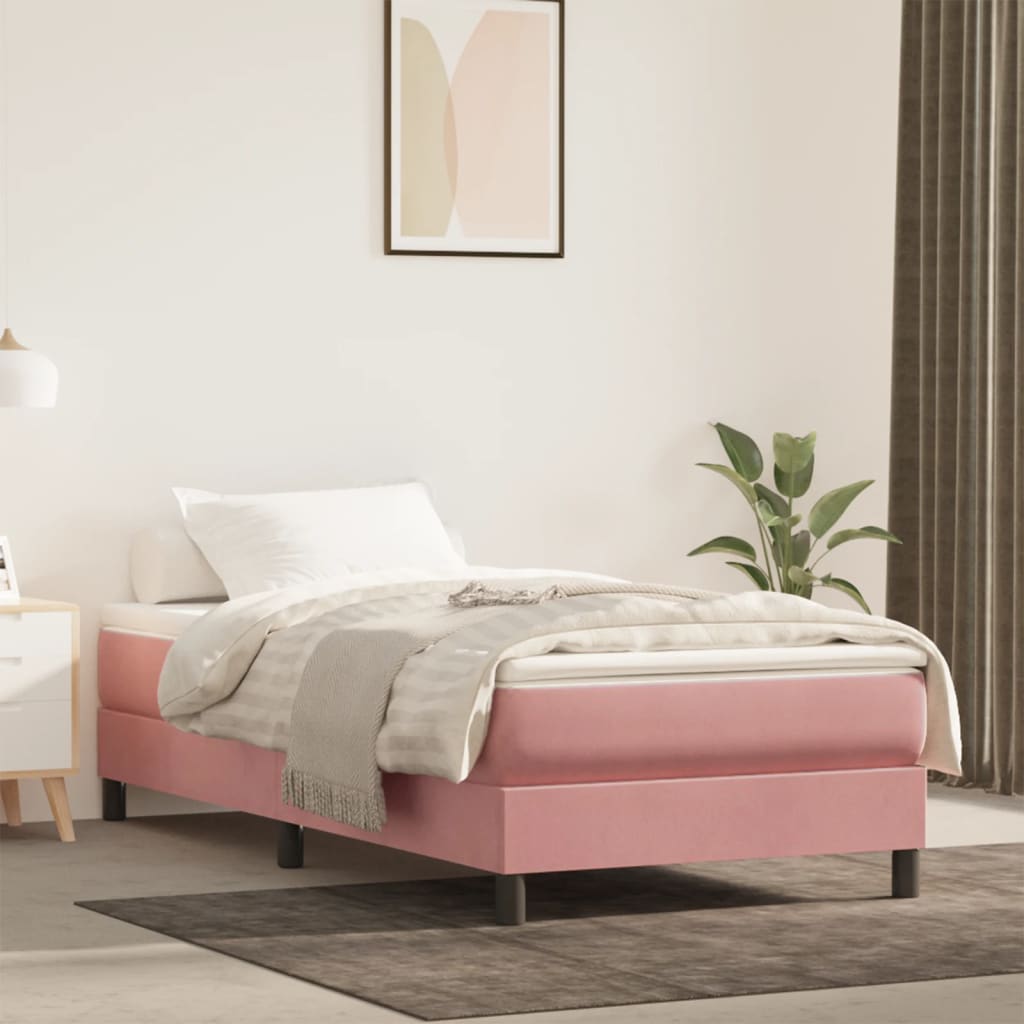 Pocket spring mattress, medium firm, pink, 120x190x20cm, velvet