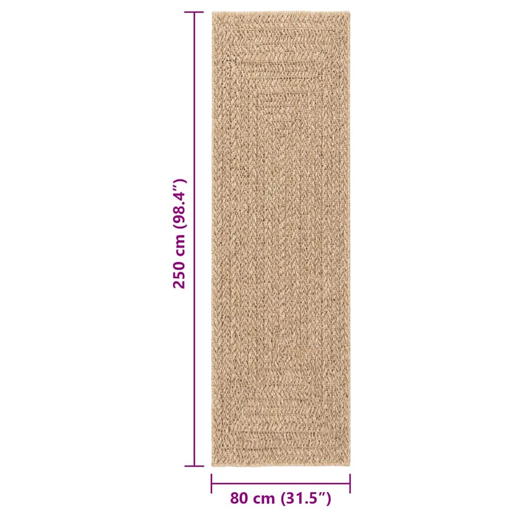 Paklājs ZIZUR, 80x250cm, džuta imitācija, iekštelpām un ārtelpām