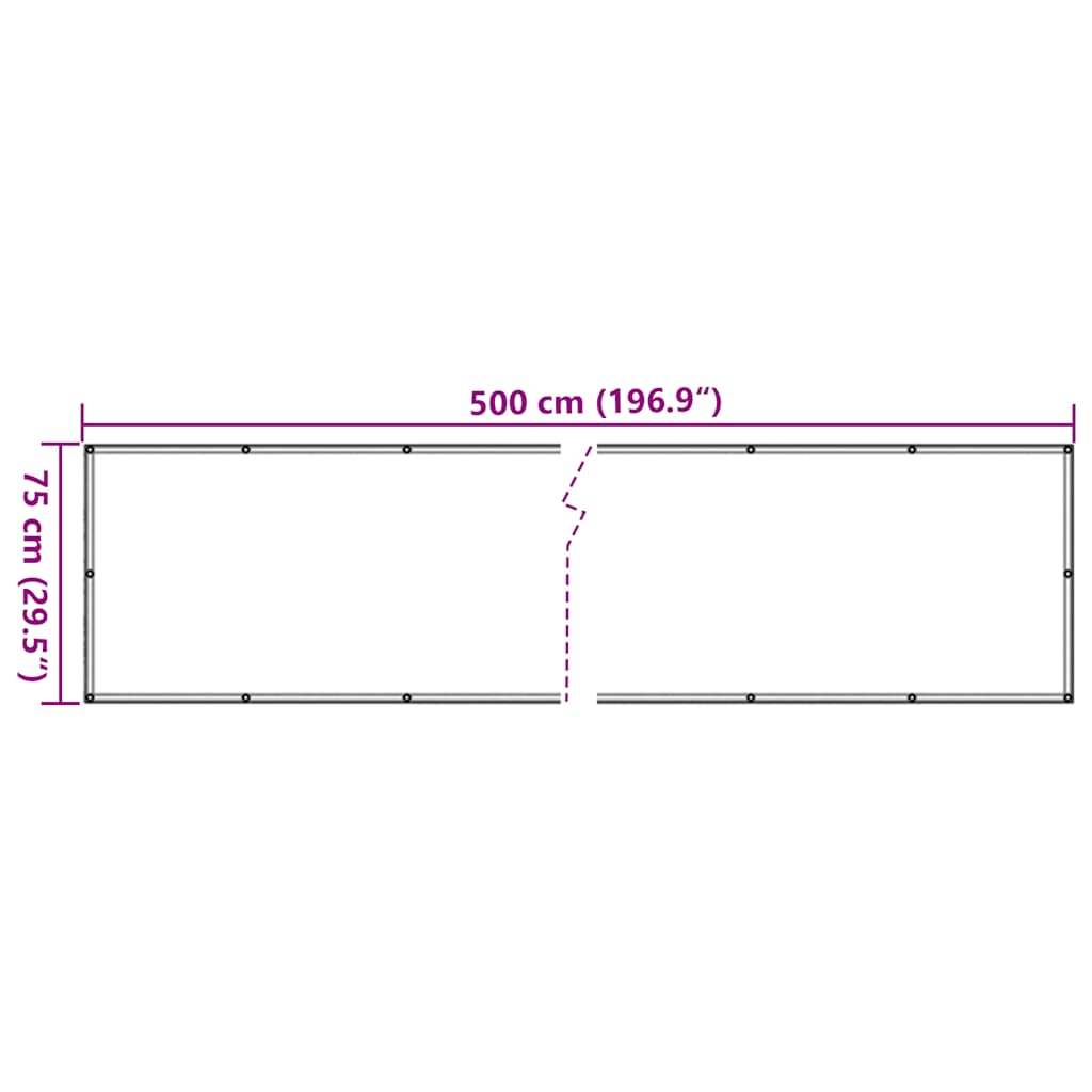Privacy balcony screen, white, 500x75cm, PVC