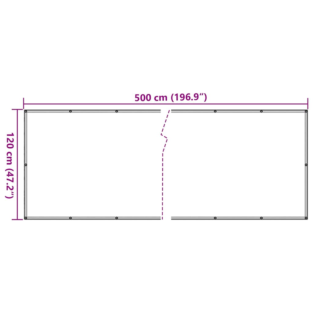 Privatumo suteikianti balkono pertvara, balta, 500x120cm, PVC
