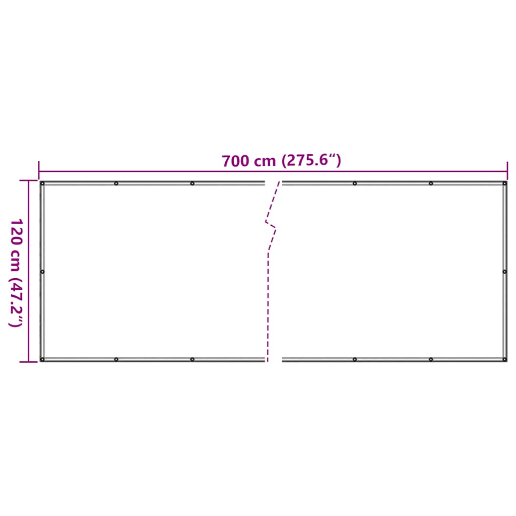 Privatumo suteikianti balkono pertvara, balta, 700x120cm, PVC