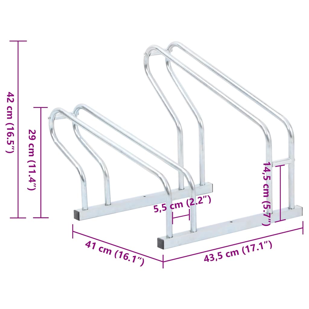 Bicycle stand for two bicycles, galvanized steel