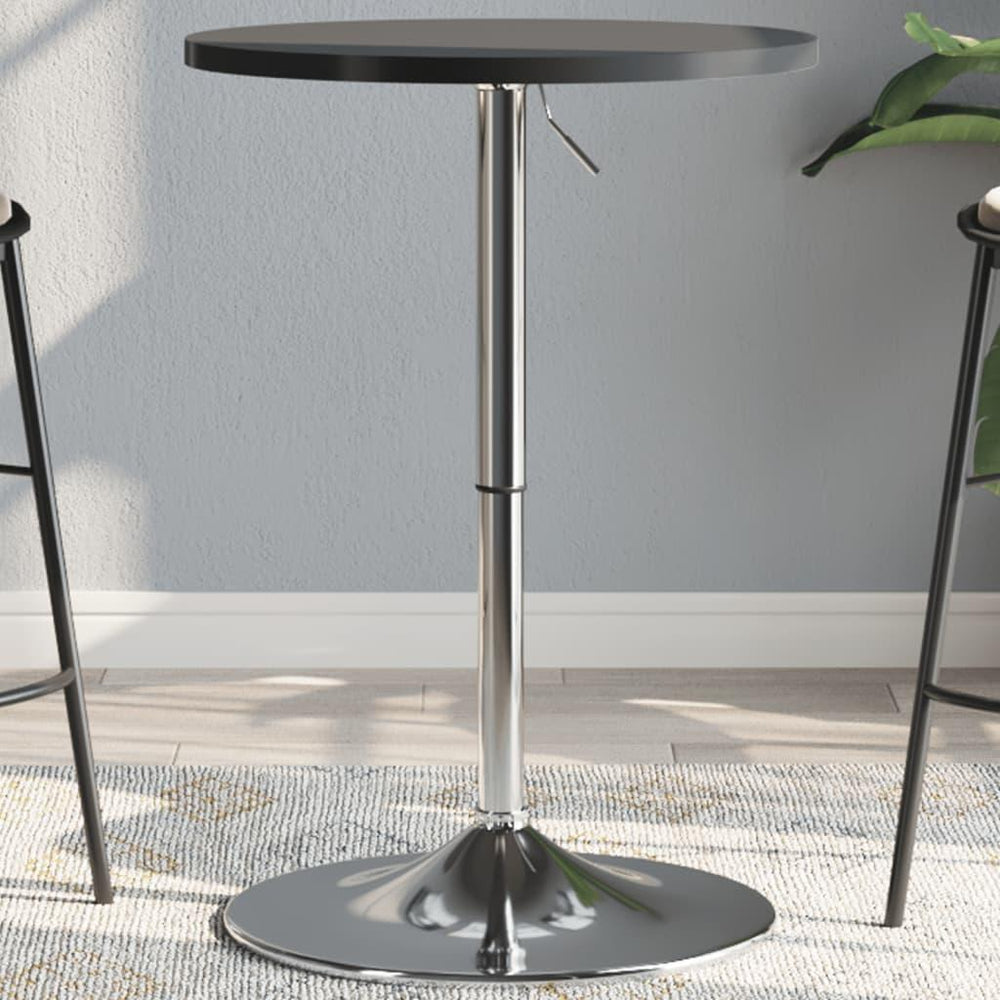 Baro stalas, juodas, 50x50x90cm, apdirbta mediena ir plienas
