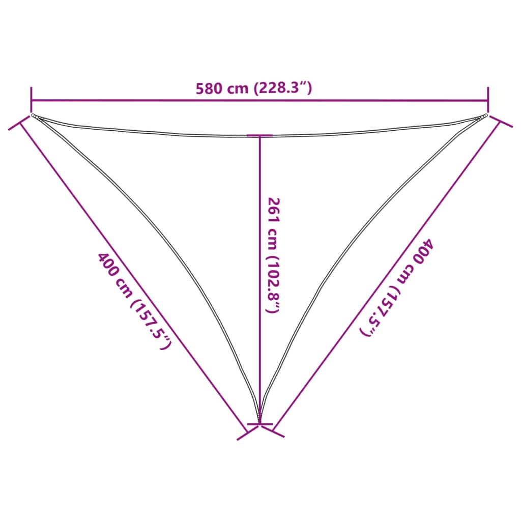 Saulės skėtis, 160 g/m², trikampė, šviesiai pilka, 4x4x5,8m, HDPE