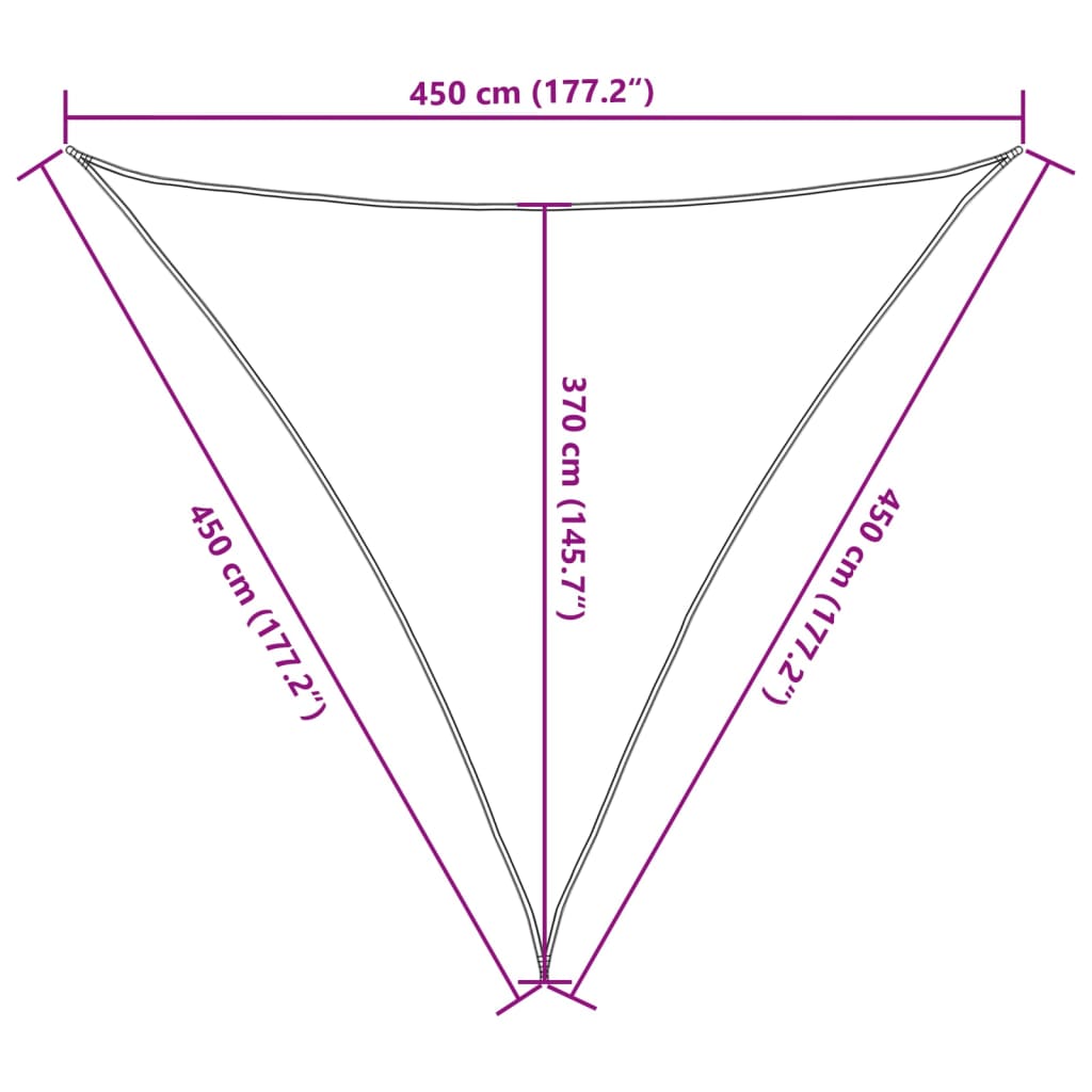Saulės skėtis, 160 g/m², trikampė, šviesiai pilka, 4,5x4,5x4,5 m, HDPE