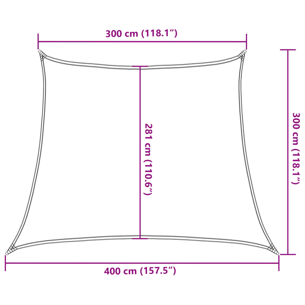 Saulės skėtis, burė, 160 g/m², trapecijos formos, šviesiai pilka, 3/4x3 m, HDPE