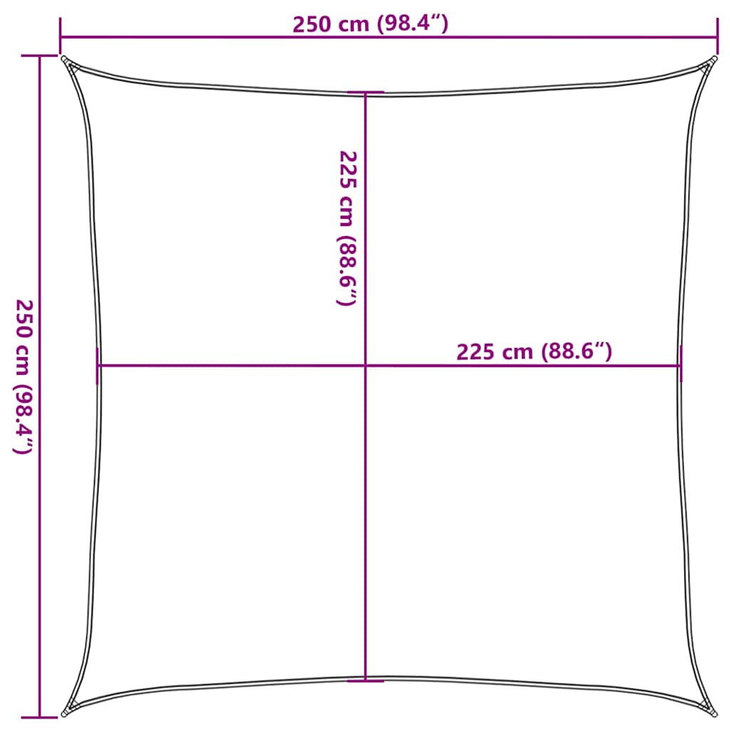 Burė nuo saulės, smėlio, 2,5x2,5m, HDPE, 160g/m², kvadratinė