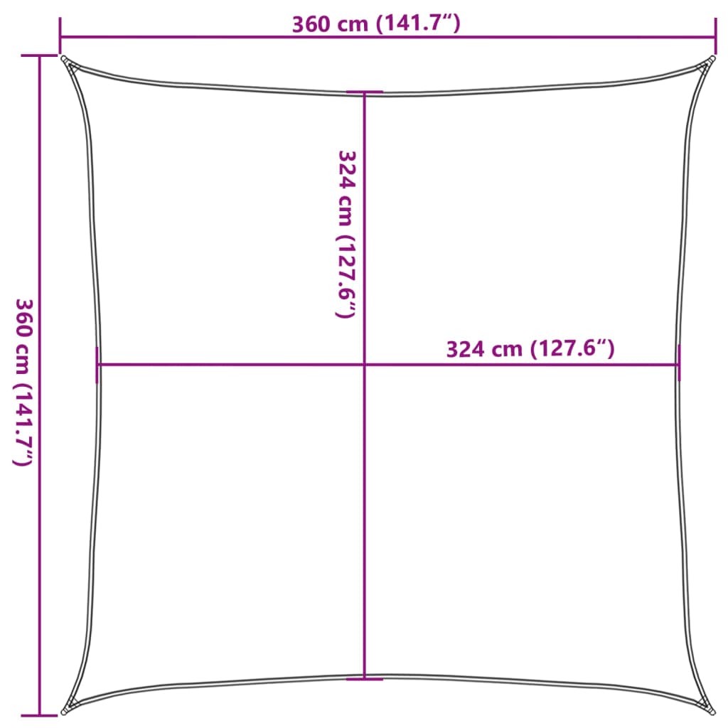 Burė nuo saulės, smėlio, 3,6x3,6m, HDPE, 160g/m², kvadratinė