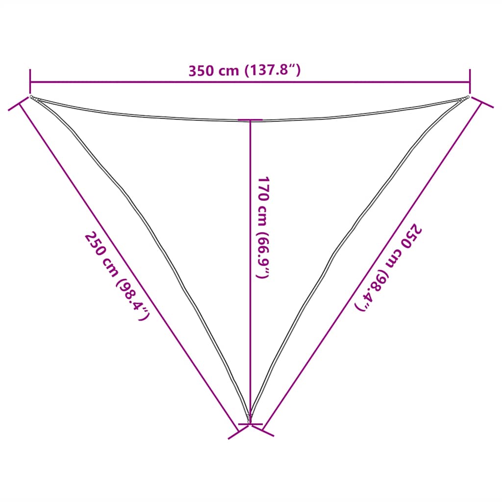 Saulės skėtis, 160 g/m², trikampė, smėlio spalvos, 2,5x2,5x3,5 m, HDPE