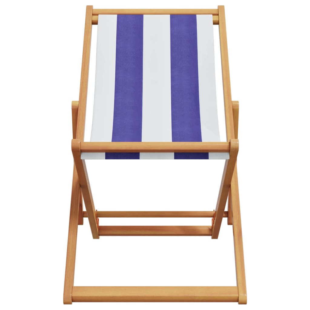 Folding beach chairs, 2 pcs., blue/white, fabric