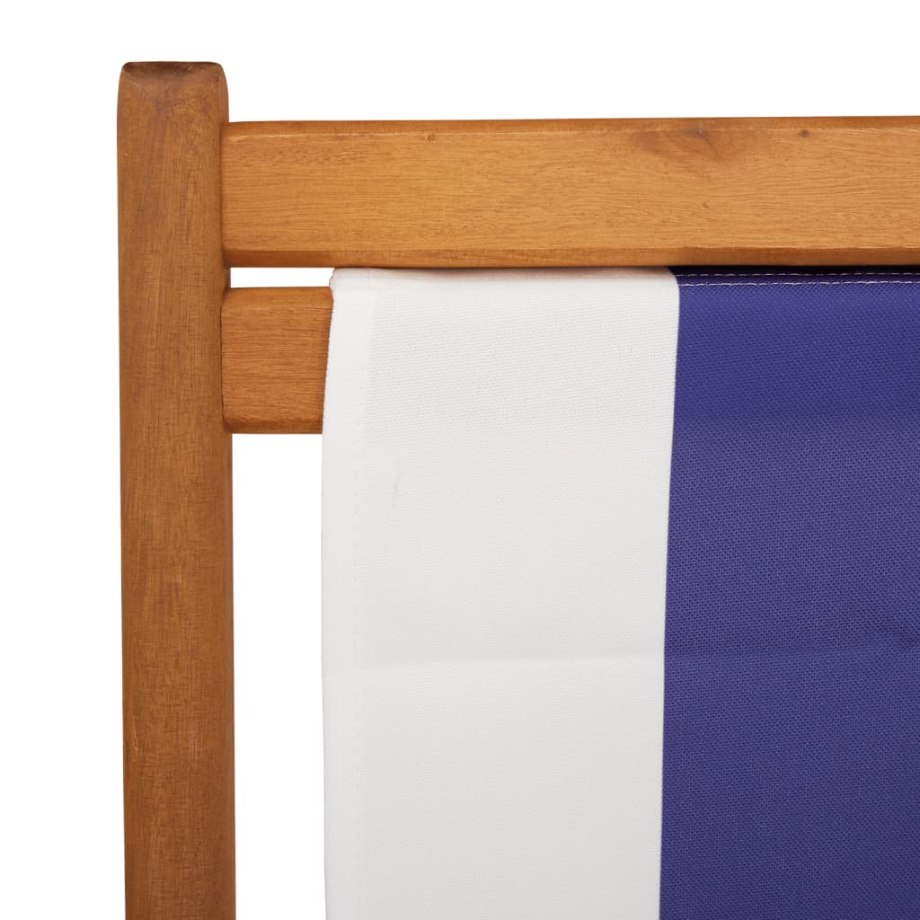 Folding beach chairs, 2 pcs., blue/white, fabric