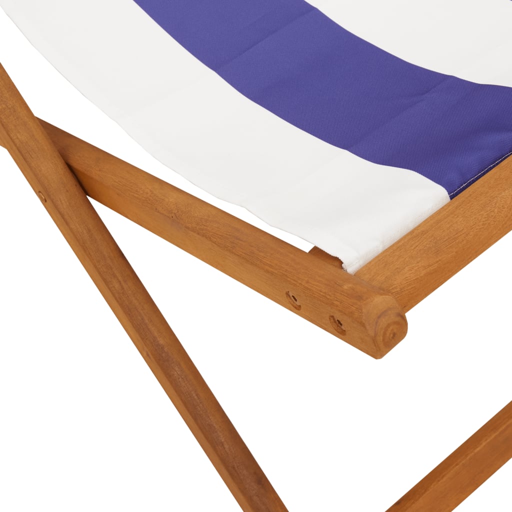 Folding beach chairs, 2 pcs., blue/white, fabric