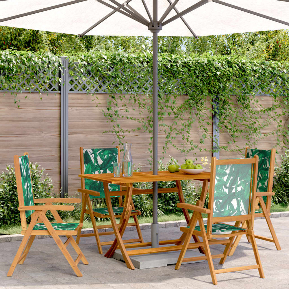 Reclining Garden Chairs, 4 pcs., Green, Fabric and Wood