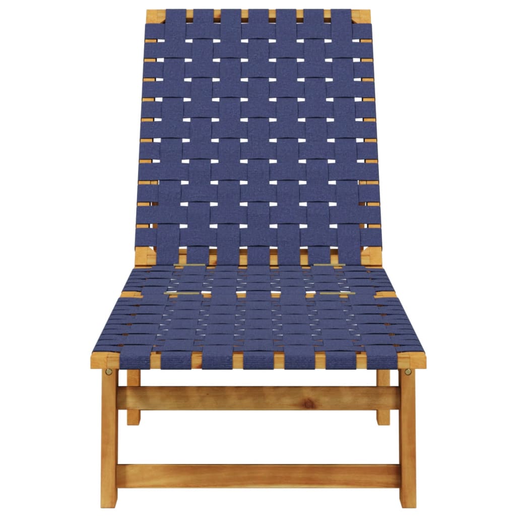 Sunloungers, 2 pcs., dark blue, solid acacia/fabric