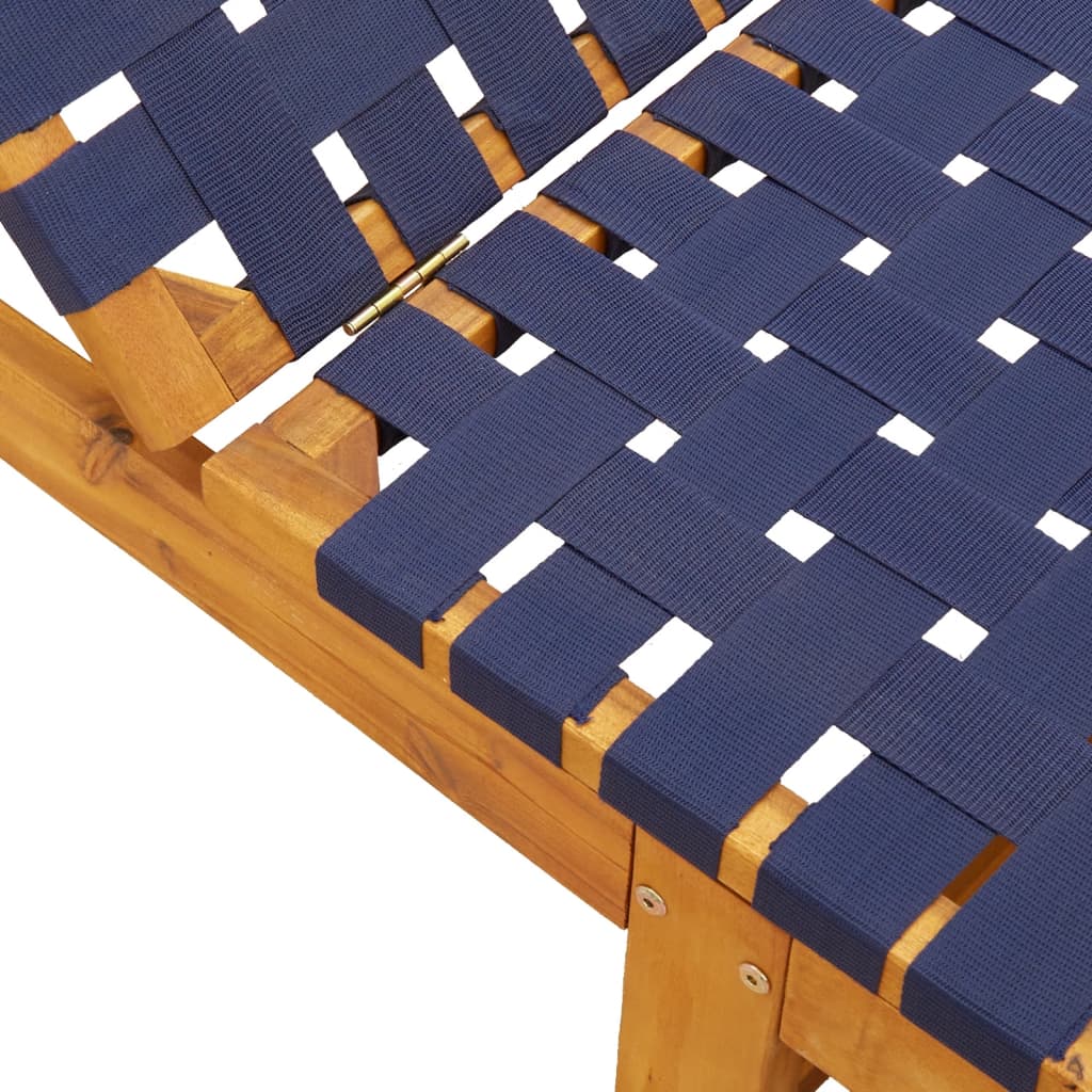 Sunloungers, 2 pcs., dark blue, solid acacia/fabric
