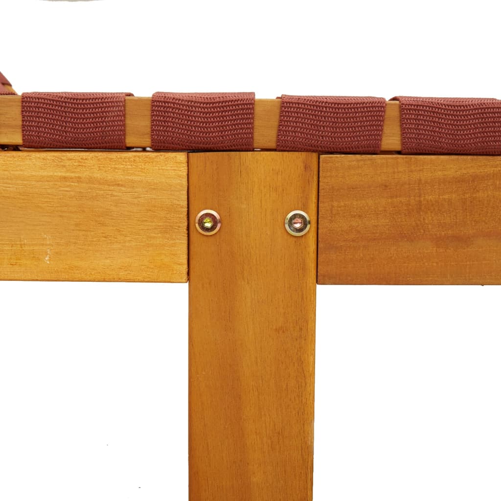 Sun Lounger with Table, Red, Solid Acacia Wood/Fabric