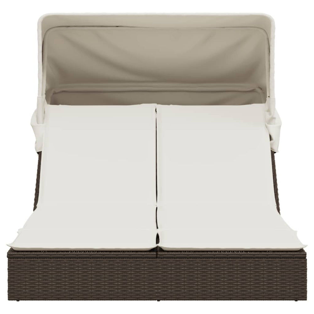 Double sun lounger, brown, poly rattan