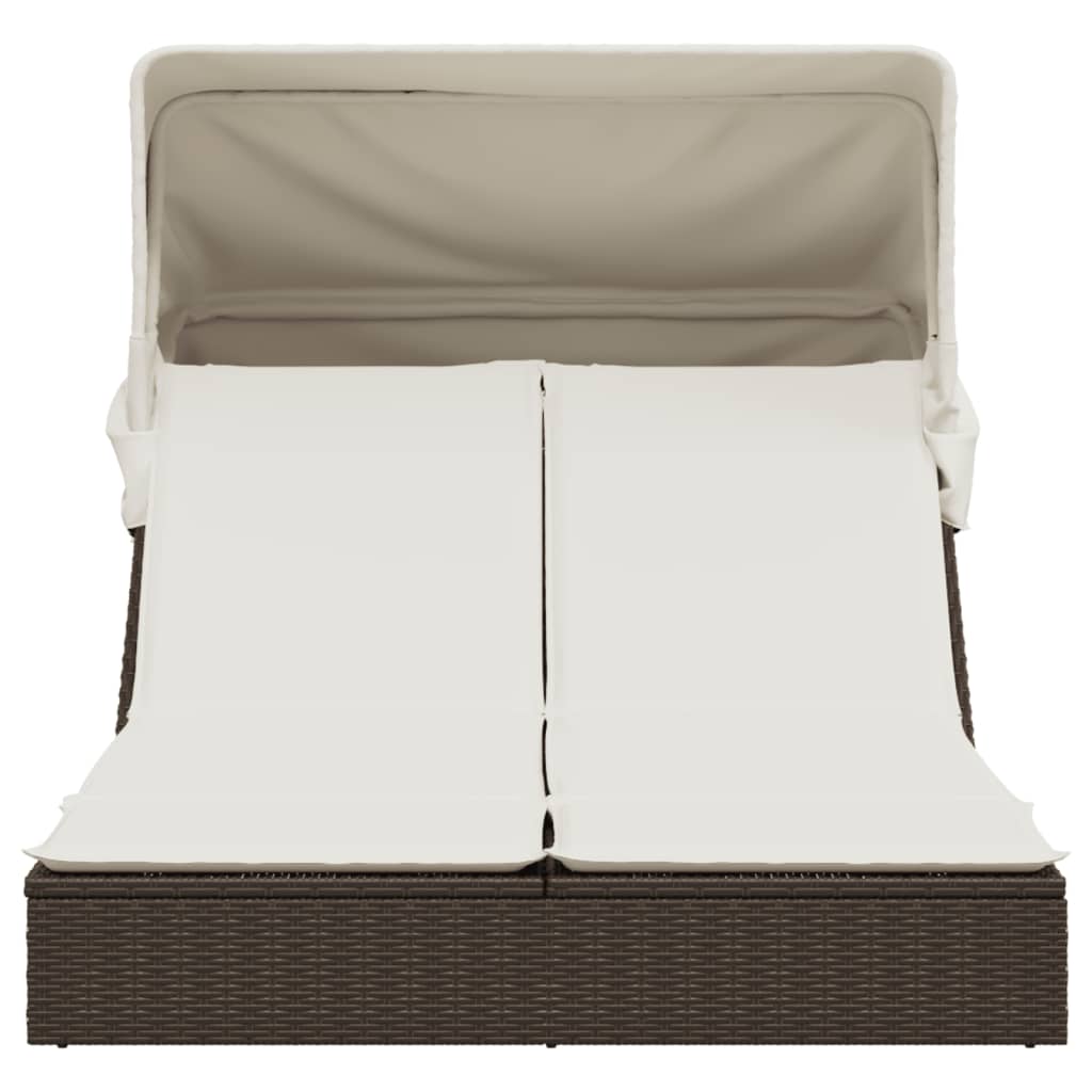 Double sun lounger, brown, poly rattan