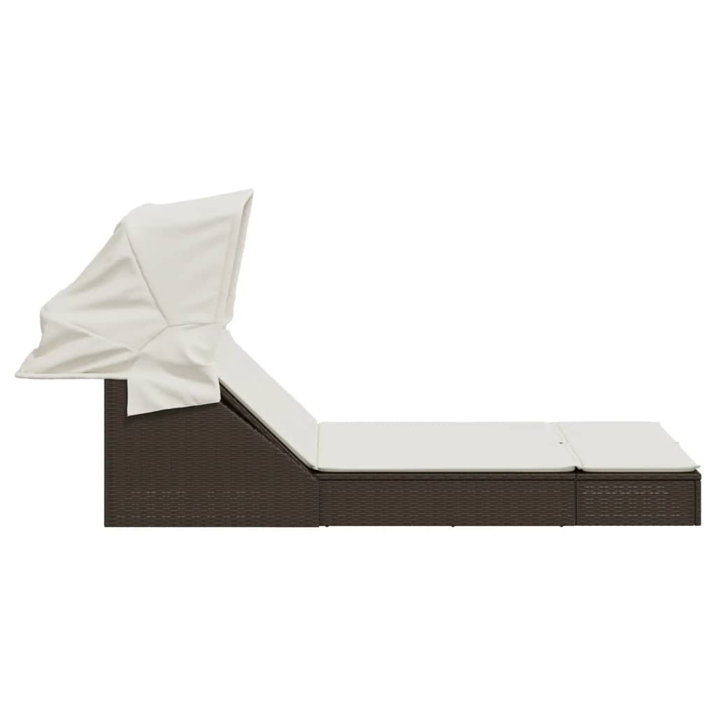Double sun lounger, brown, poly rattan