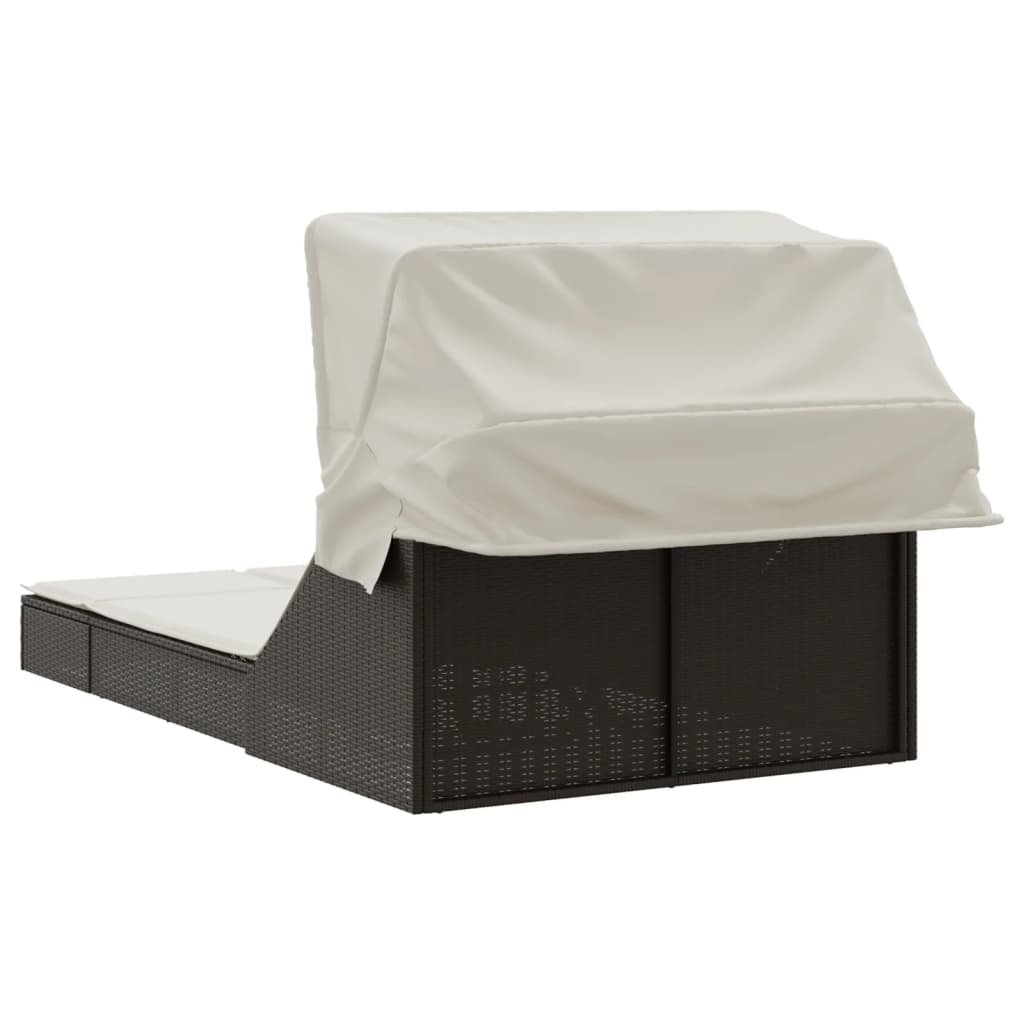 Double sun lounger, brown, poly rattan