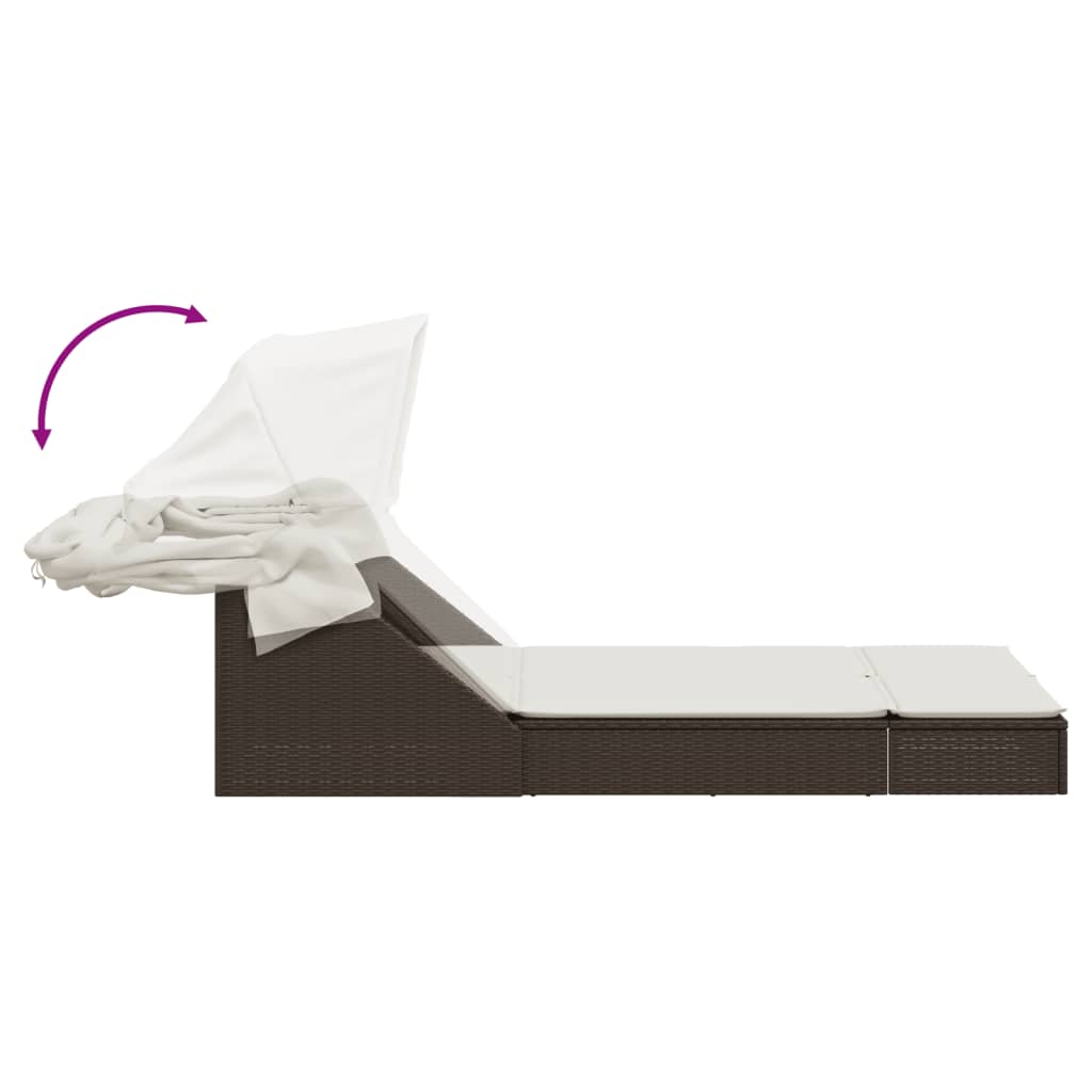 Double sun lounger, brown, poly rattan