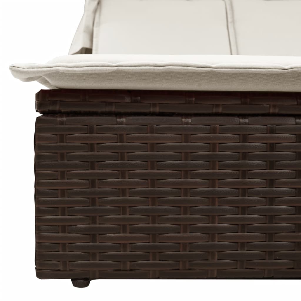 Double sun lounger, brown, poly rattan