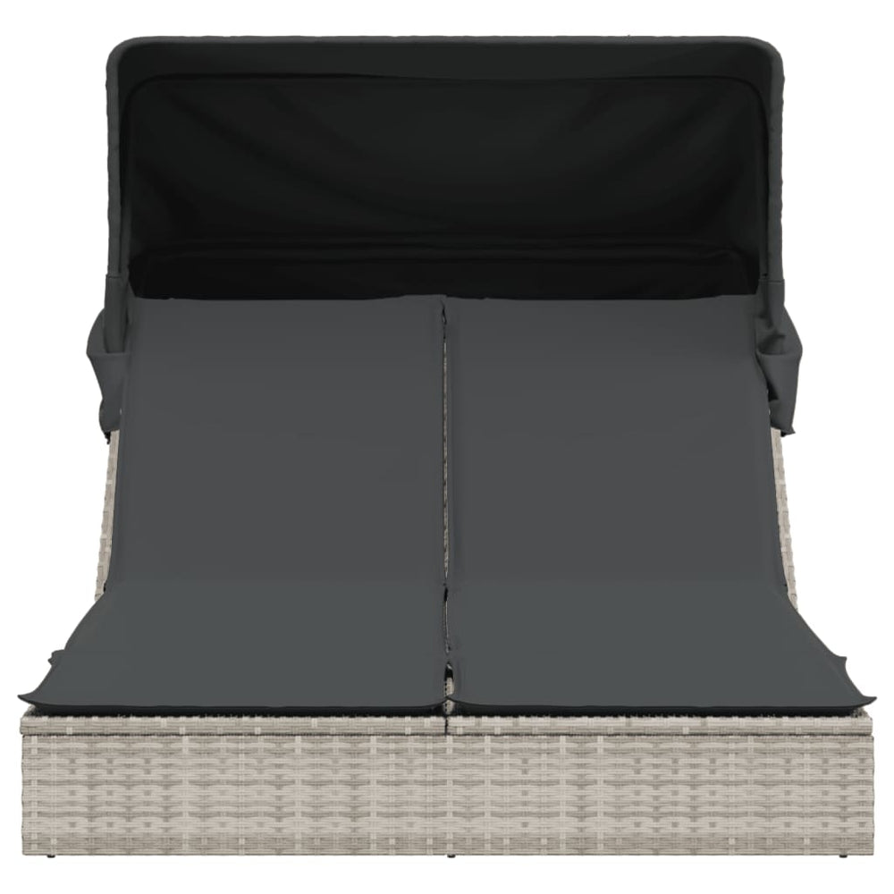 Double sun lounger, light grey, poly rattan