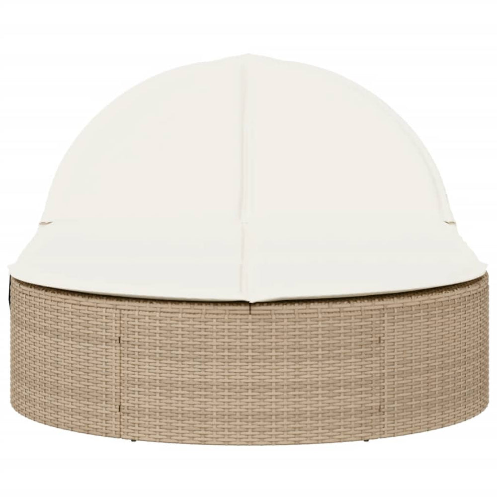 Two-seater sun lounger with mattresses, sand, poly rattan