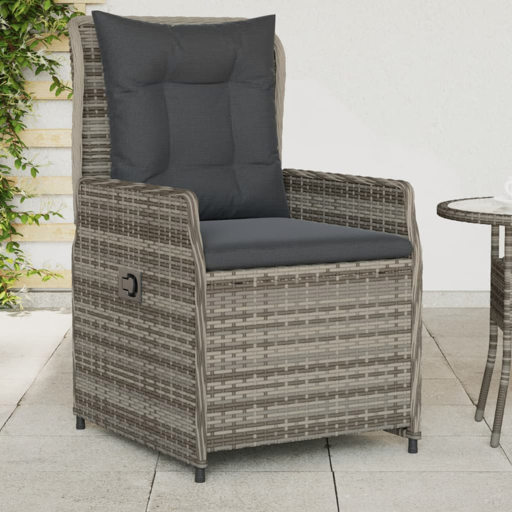 Reclining garden chairs, 2 pcs, grey, poly rattan