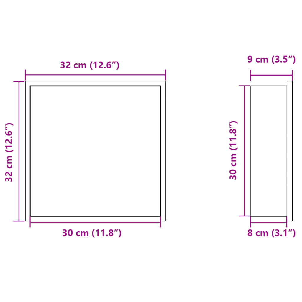 Niche shower shelf, matte black, 32x32x9cm, steel