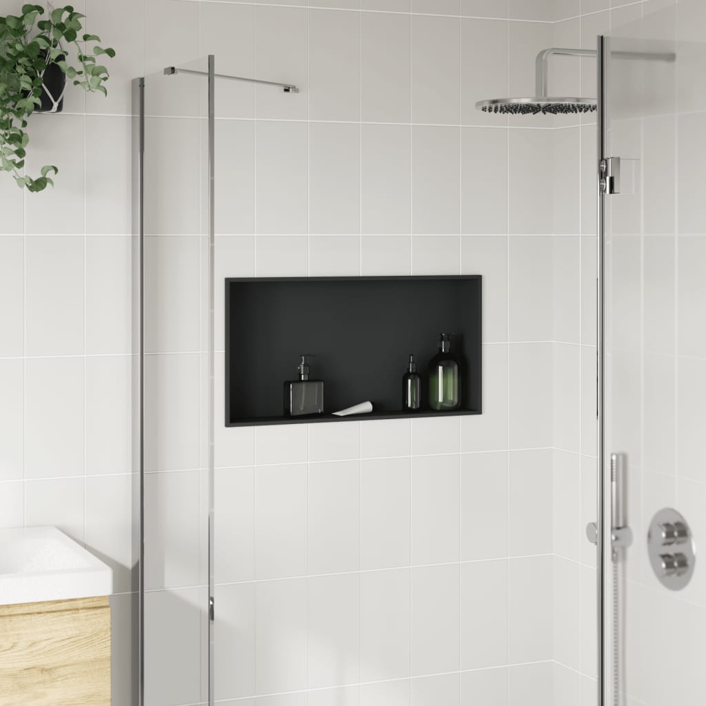 Niche shower shelf, matte black, 62x32x9cm, steel