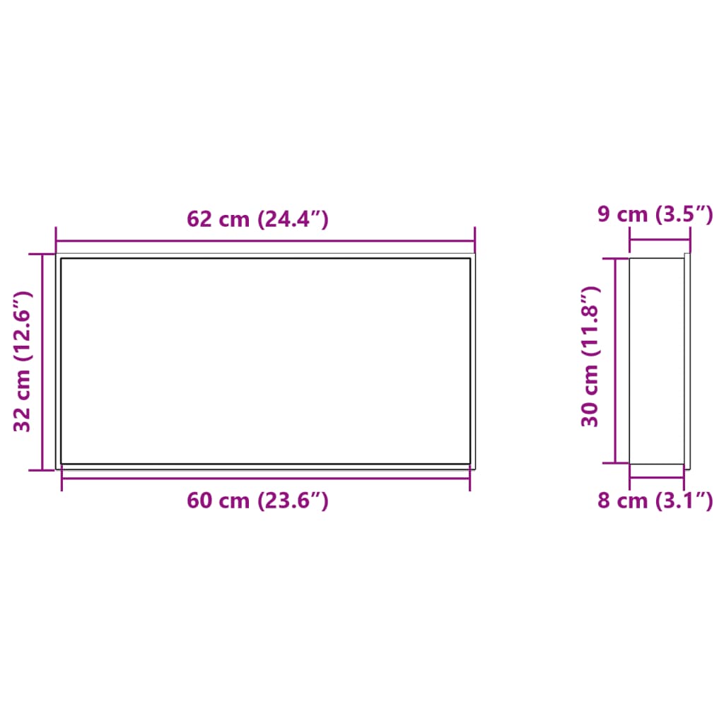 Niche shower shelf, matte black, 62x32x9cm, steel