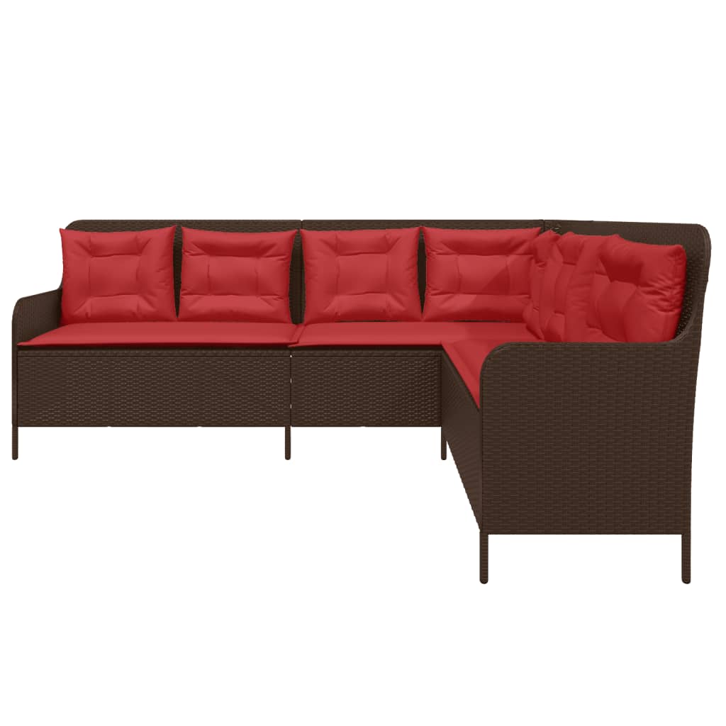 Sodo sofa su pagalvėlėmis, L formos, ruda, poliratanas