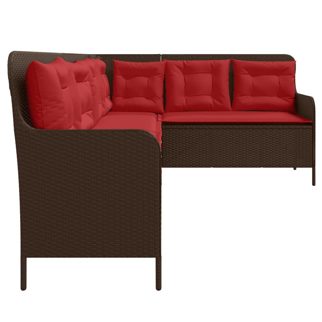 Sodo sofa su pagalvėlėmis, L formos, ruda, poliratanas