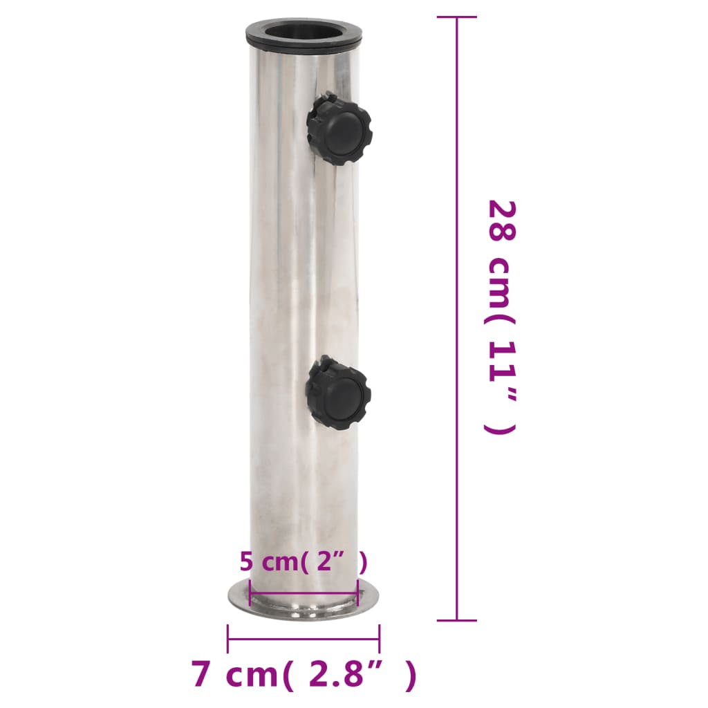 Umbrella base for 38/48mm poles, silver, steel