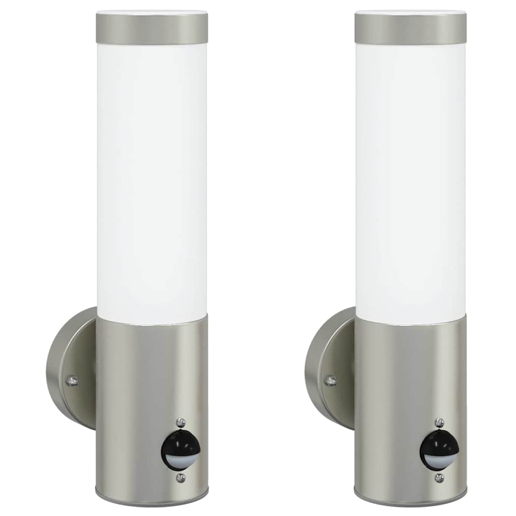 Lauko Sieniniai Šviestuvai 2 pcs Sidabro 12 x 7.5 x 29 cm