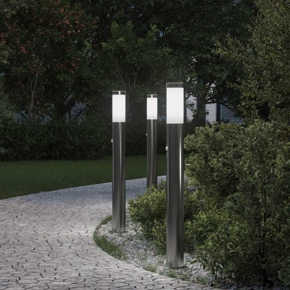 Šviestuvai su jutikliu, 3 vnt., 80 cm, nerūdijantis plienas, IP44