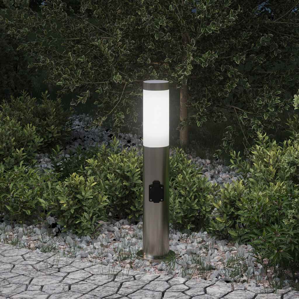 Apsauginis šviestuvas su lizdu, 50 cm, nerūdijantis plienas, IP44