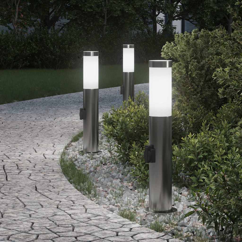 Šviestuvai su išleidimo anga, 3 vnt., 50 cm, nerūdijantis plienas, IP44
