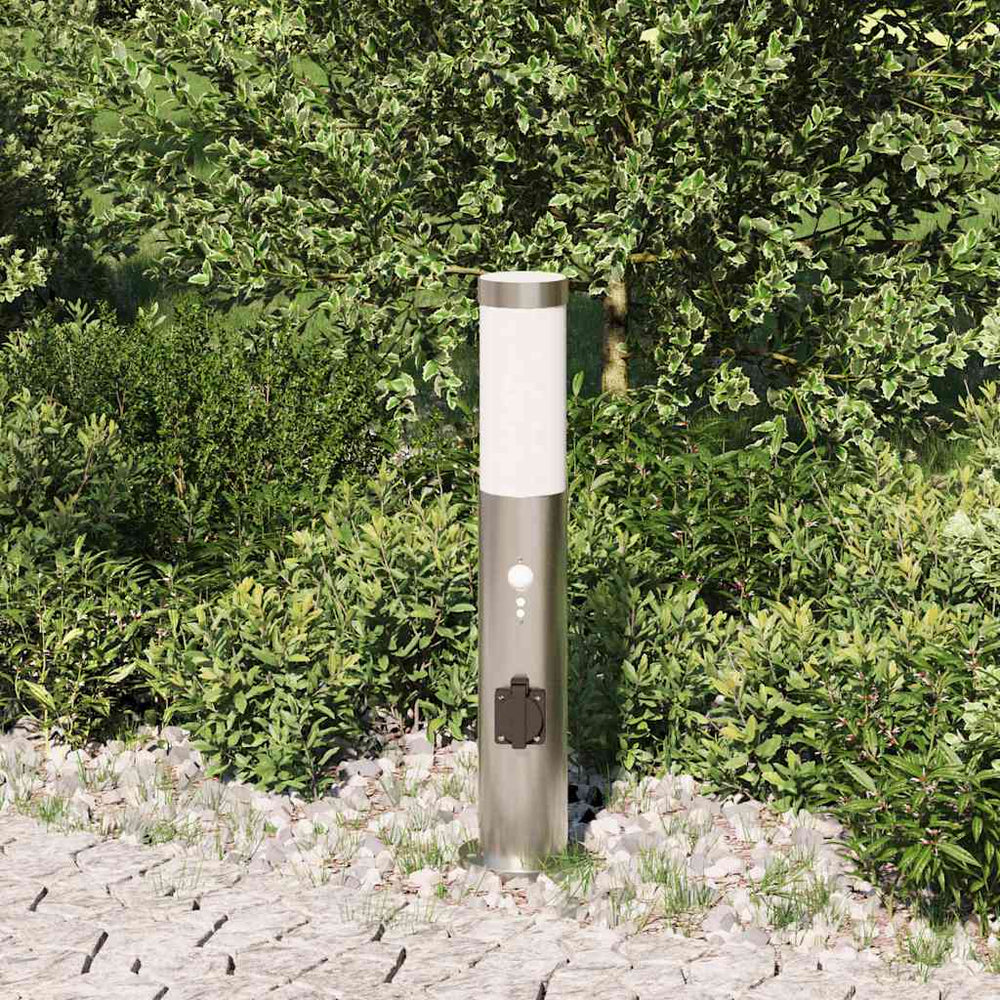 Apsauginis šviestuvas su jutikliu ir lizdu, 50 cm, nerūdijantis plienas, IP44